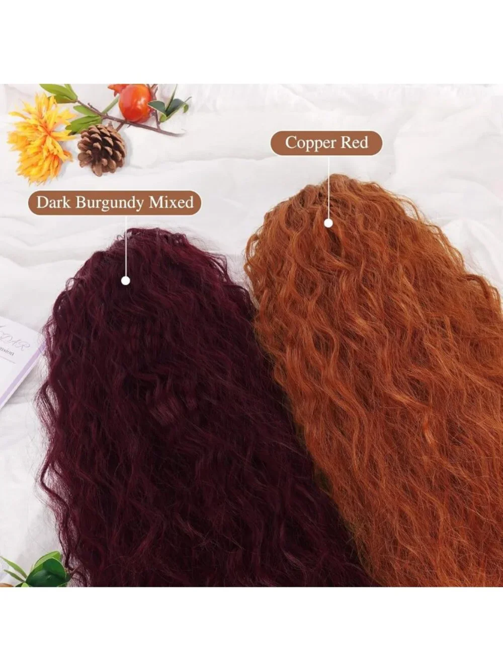Burgundy Curly Drawstring Ponytail Extension – Long Wavy Synthetic Hairpiece for